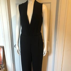 Black Deep V-neck Jumpsuit